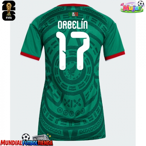 Camiseta México Orbelin Pineda #17 Primera Equipación Replica Mundial 2026 para mujer mangas cortas